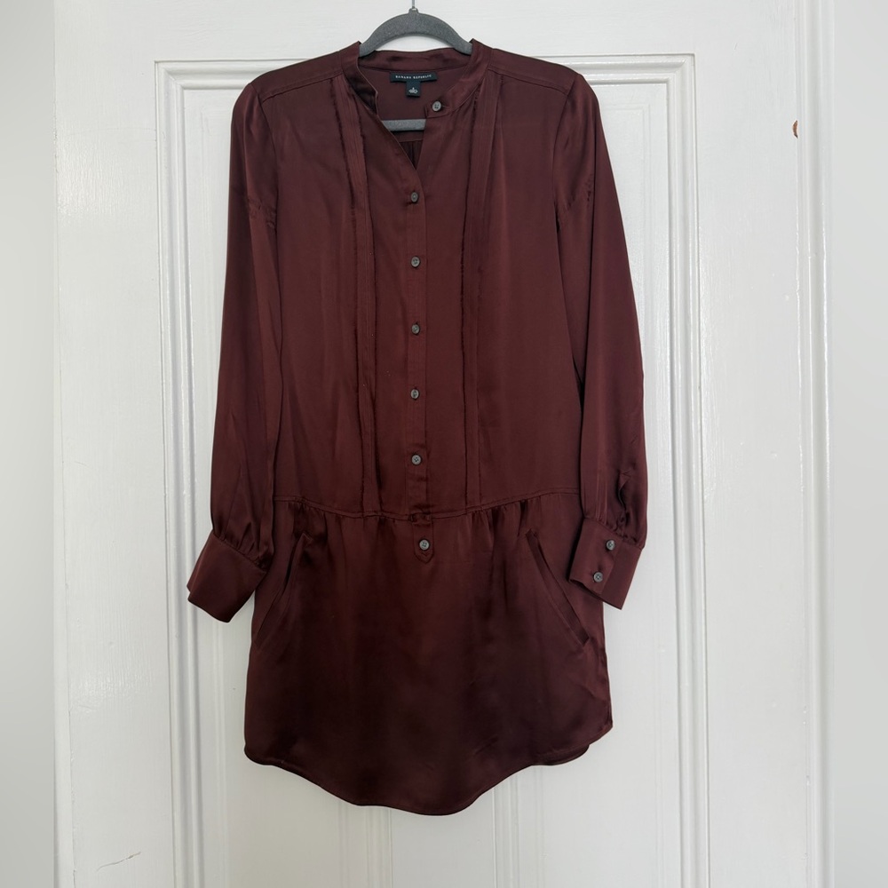 Banana republic 100% silk maroon tunic dress